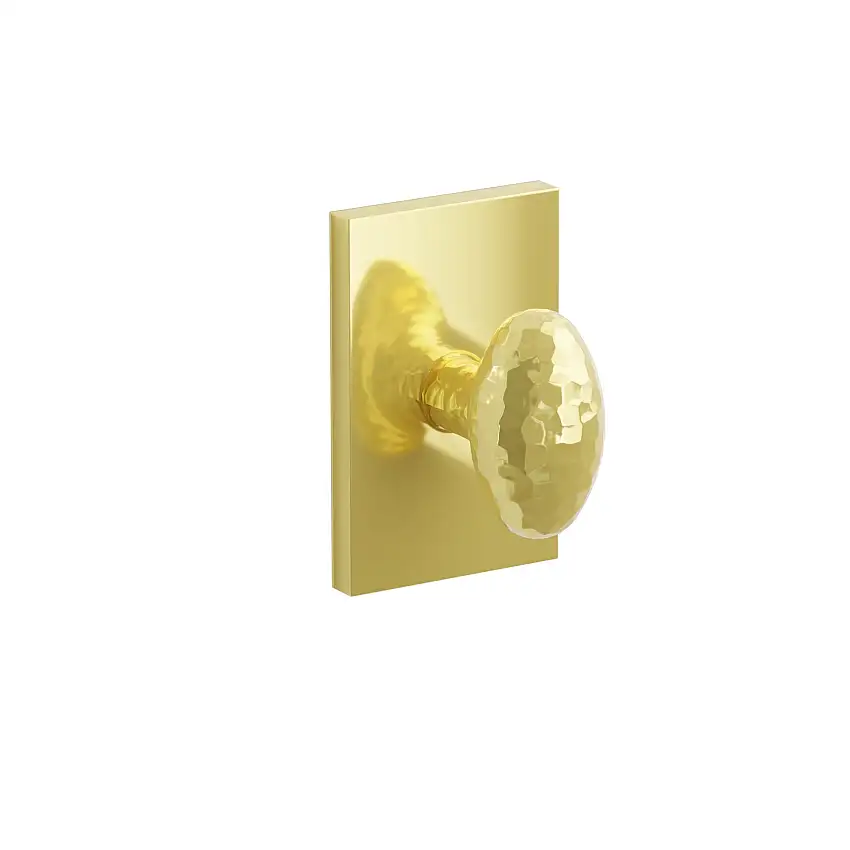 Emtek Hammered Egg Knob Set with Modern Rectangular Rosette