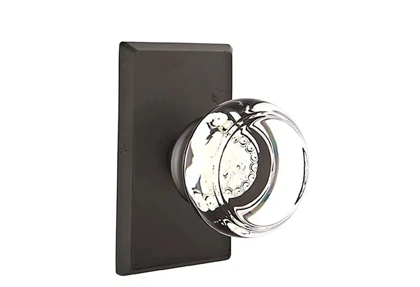 Emtek Georgetown Glass Knob Set with Sandcast Bronze #3 Rosette
