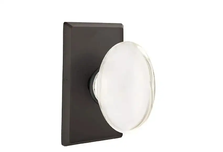 Emtek Hampton Glass Knob Set with Sandcast Bronze #3 Rosette
