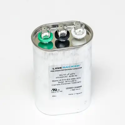 Supco Capacitor Oval Dual Run 35 + 10 uf 370/440 Volts for HVAC Motors Compressors LCD35+10X440 Linebacker
