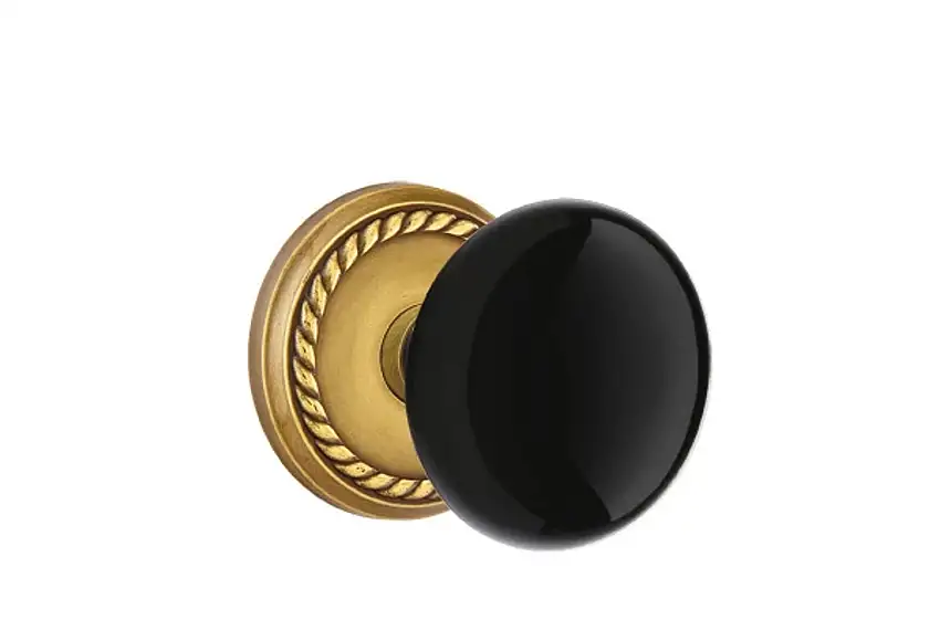 Emtek Ebony Porcelain Knob Set with Rope Rosette