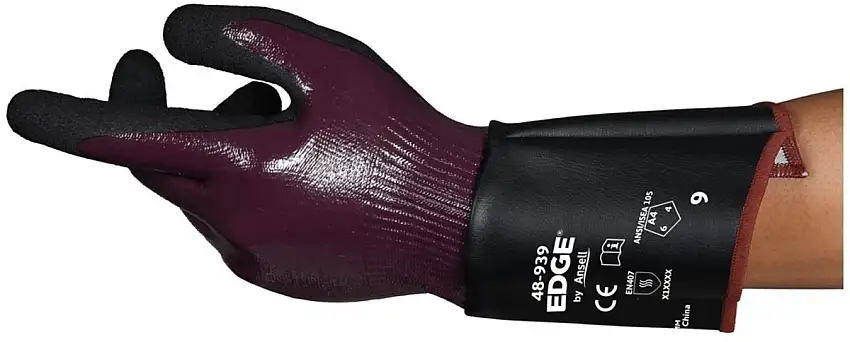 Ansell Size 9 EDGE 48-939 13 Gauge Polyester HPPE And Spandex Cut Resistant Gloves With Nitrile Coated Palm And Fingertips