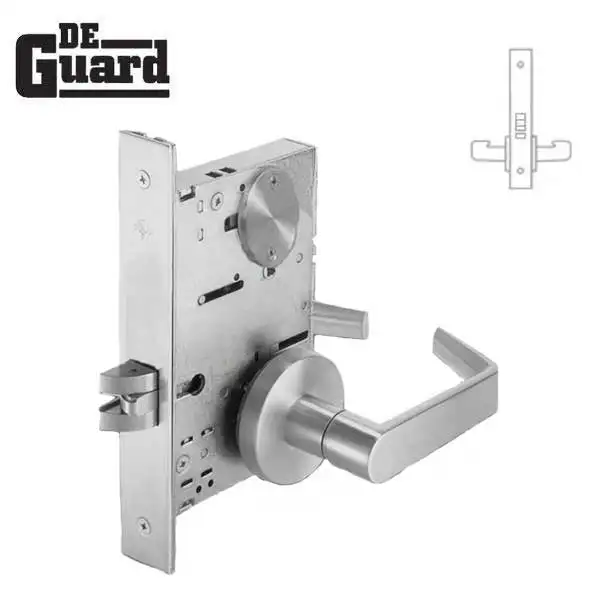 Extra Heavy Duty Mortise Door Lock - Passage - No Cylinder - Satin Chrome - Grade 1