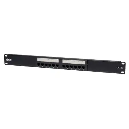 Tripp Lite N052-012 12-Port 1U Rackmount Cat5e 110 Patch Panel 568B RJ45 Ethernet
