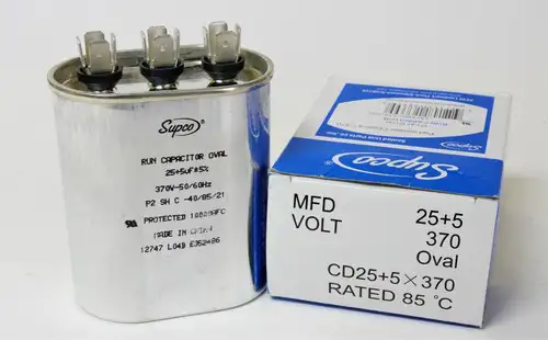 Supco CD25+5X370 HVAC Motor Oval Dual Run Capacitor 25 + 5 MFD 370 Volts