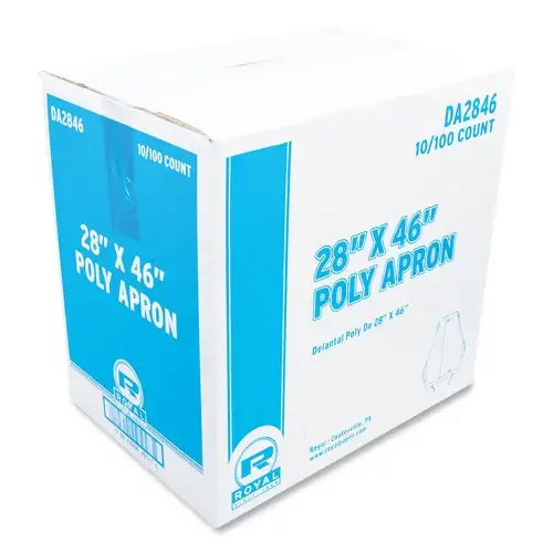 AmerCareRoyal DA2846 28 in. x 46 in. Poly Apron - One Size Fits All, White (1000/Carton)
