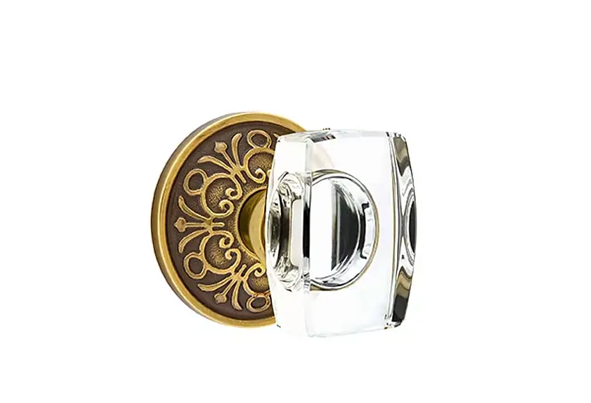 Emtek Concealed Fastener Windsor Glass Knob Set With Lancaster Rosette