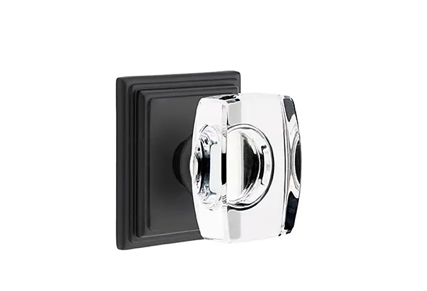 Emtek Concealed Fastener Windsor Glass Knob Set With Wilshire Rosette