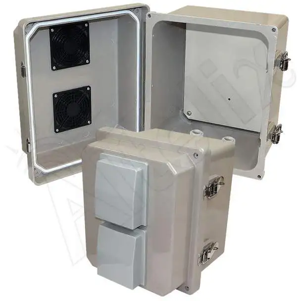 Altelix NF100808VP - 10x8x8 Fiberglass Vented Weatherproof NEMA Enclosure with Blank Aluminum Equipment Mounting Plate